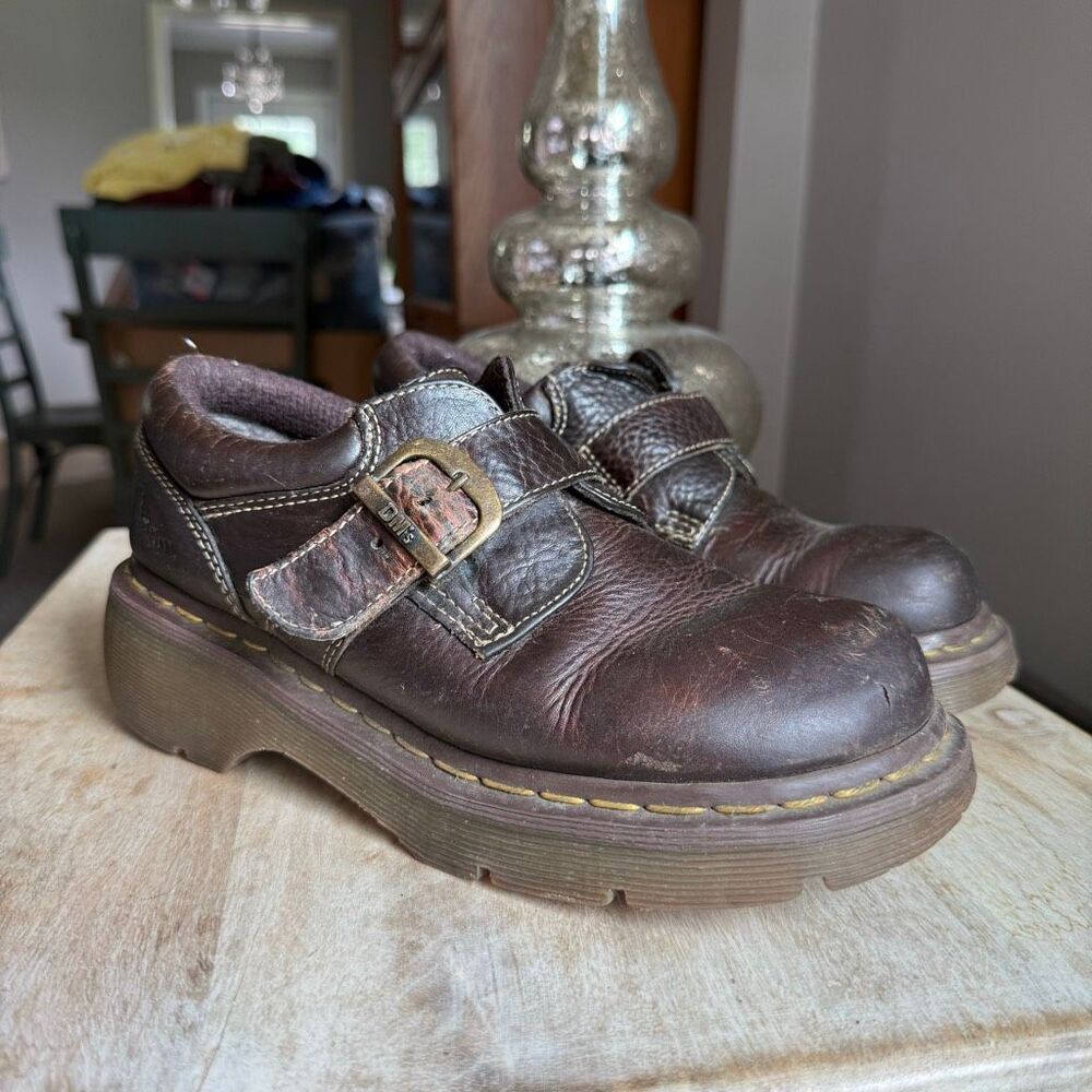 Dr. Martens Vintage 90s Brown Leather Mary Jane Buckle Shoes Women’s 7